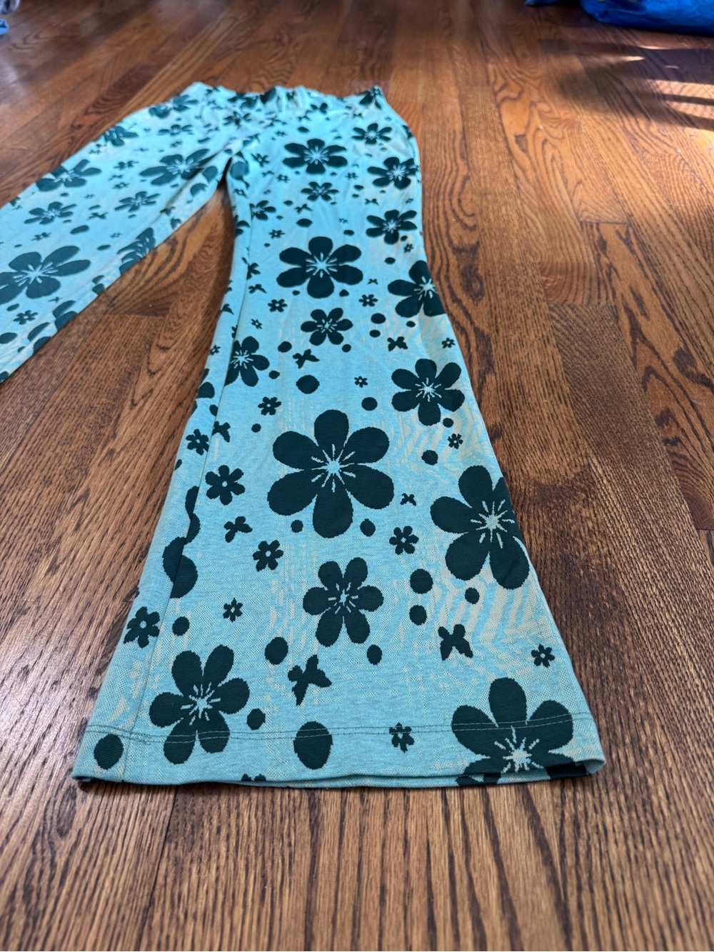 Urban Outfitters Y2K Inspired Floral Flare Pants Aqua Blue Green Size S - Picture 7 of 14